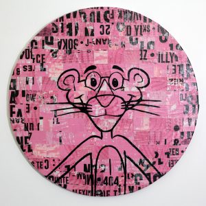 The Pink Panther — Collage papier original sur toile, Morgan Paslier
