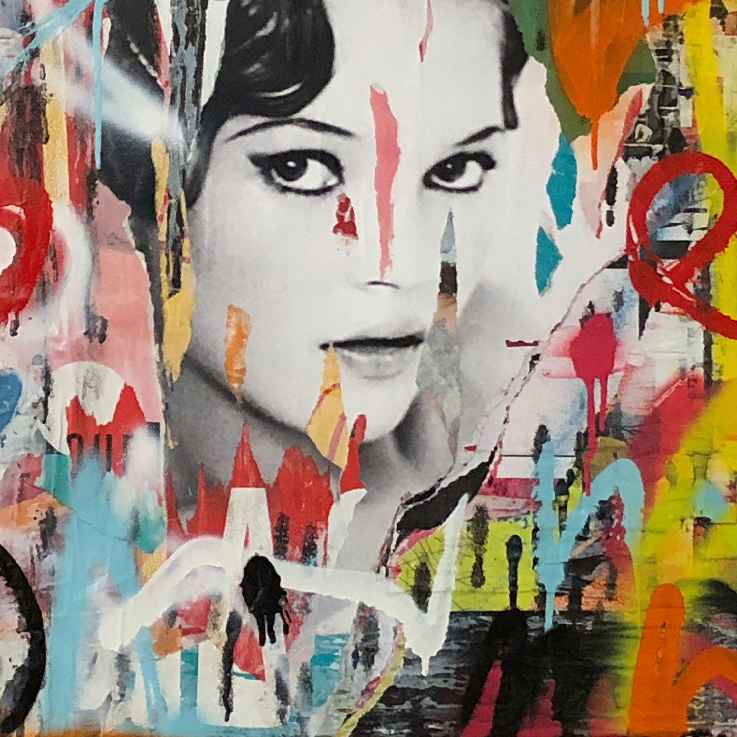 Kate Moss — Collage original sur toile, peinture à la bombe | Morgan Paslier – Image 3